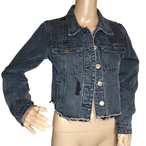 Mono b charcoal distressed jean jacket. - Picture 17 of 17